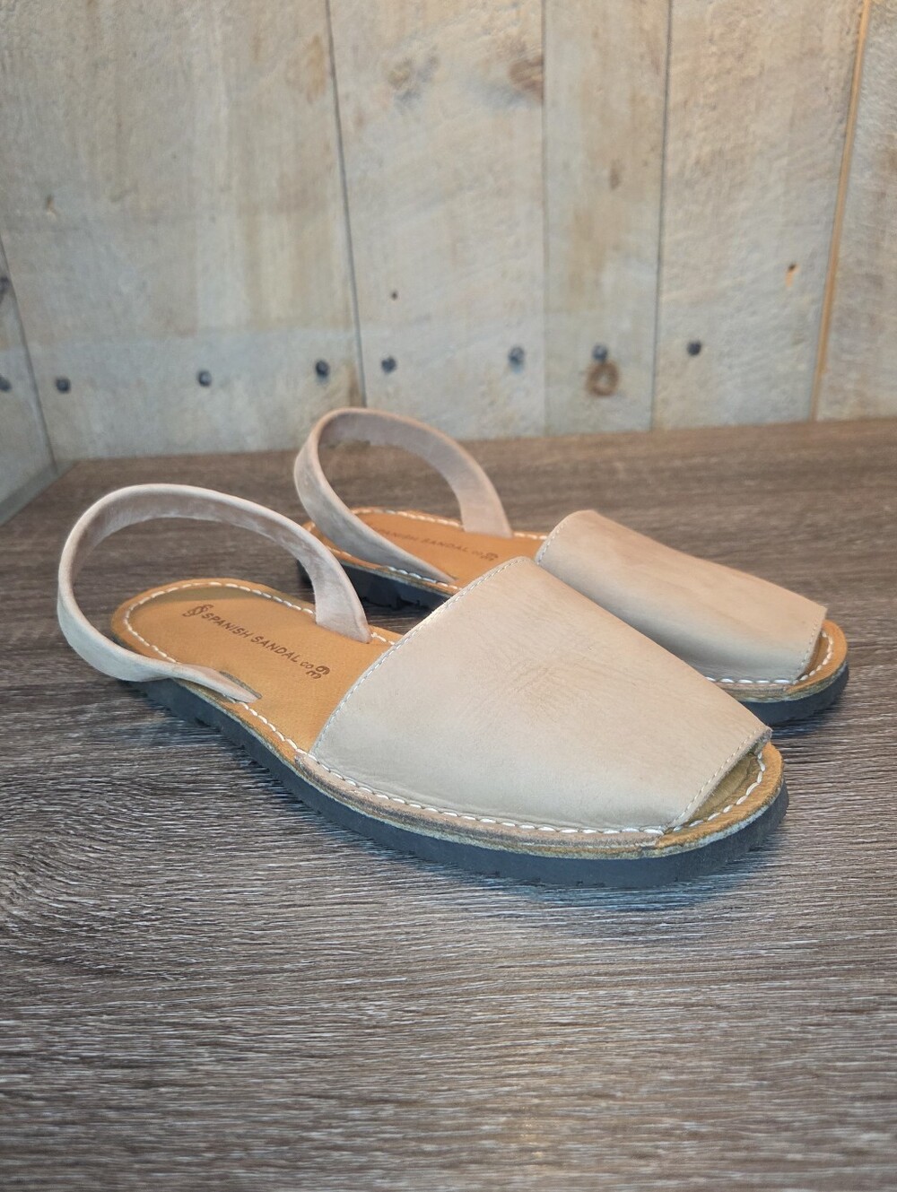 Spanish Sandals Menorquinas Tan  Suede Leather Espadrilles Slingback US Size 39